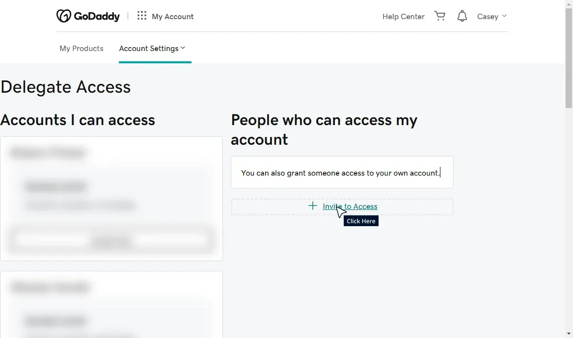 Add GoDaddy Delegate Access Tutorial Step