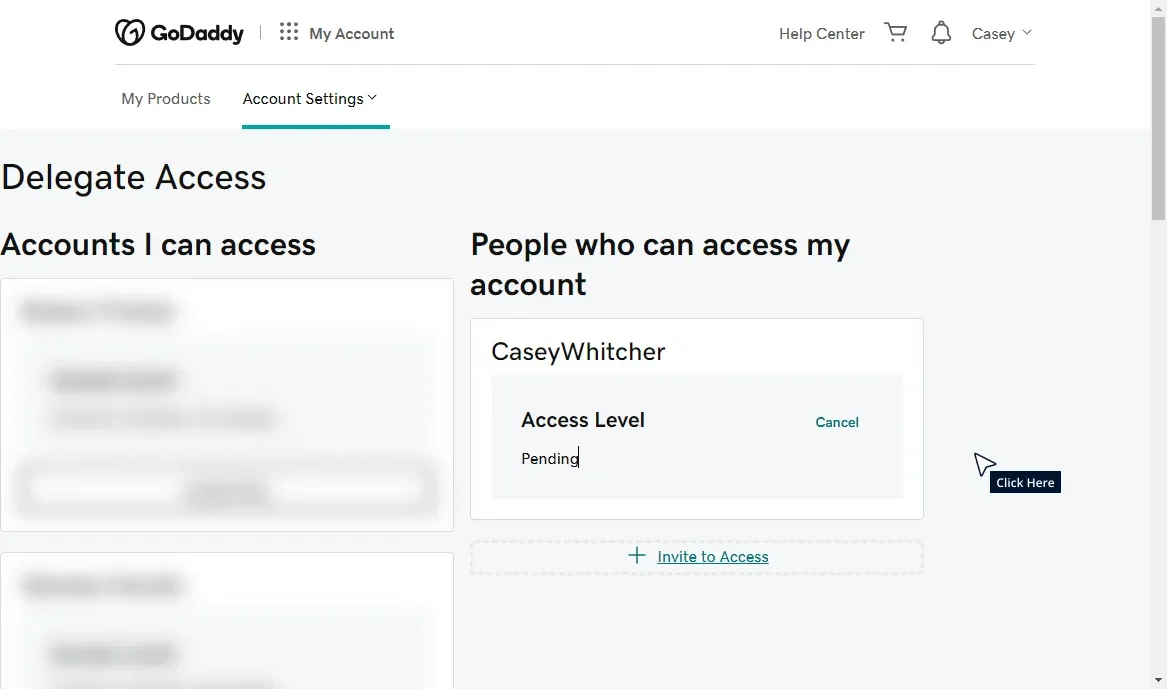 Add GoDaddy Delegate Access Tutorial Step