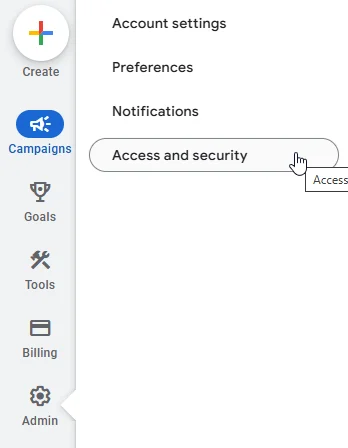 google ads add new user step