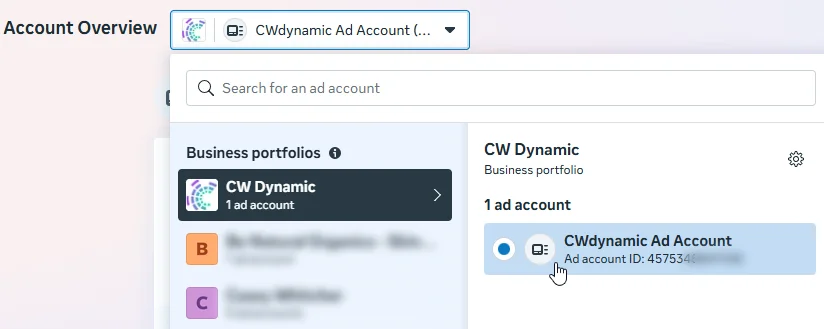 Account switcher