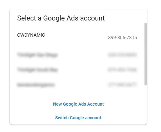 google ads add new user step