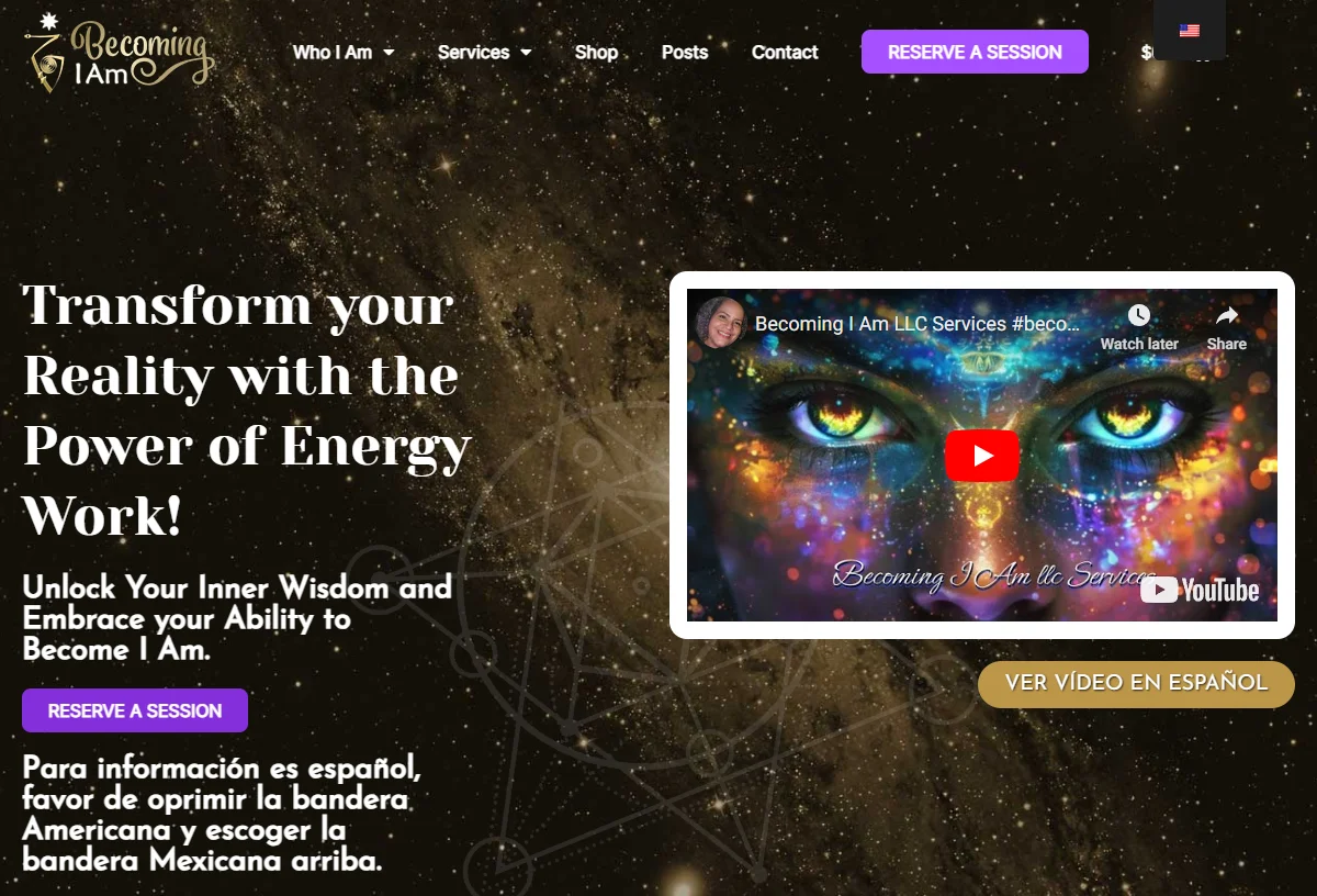 Becoming I Am website — bilingual wellness and coaching service, built by CW Dynamic