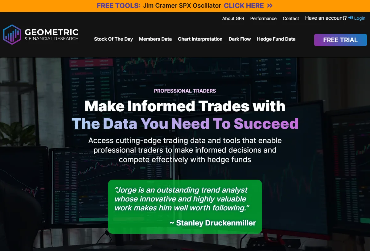 Geometric Financial Research website — professional trading platform, built by CW Dynamic