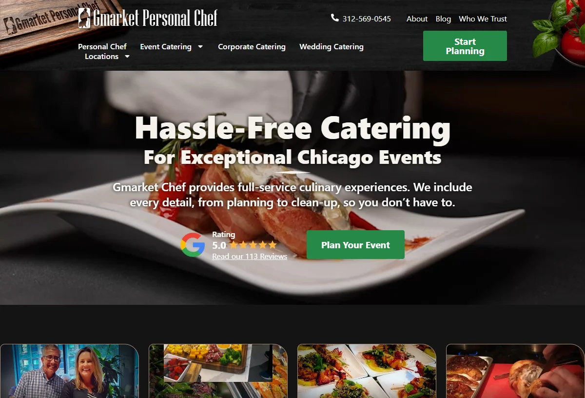 Gmarket Personal Chef website — Chicago catering service, built by CW Dynamic