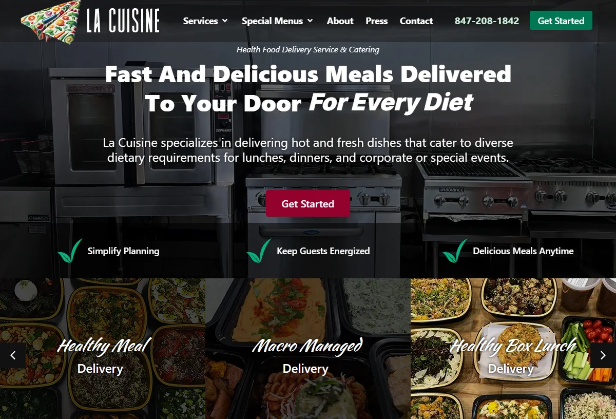 La Cuisine website — northwest suburbs meal delivery service, built by CW Dynamic