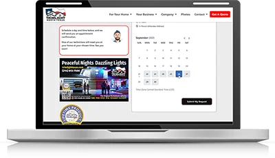 Light Biz Lead Engine booking calendar interface for scheduling appointments
