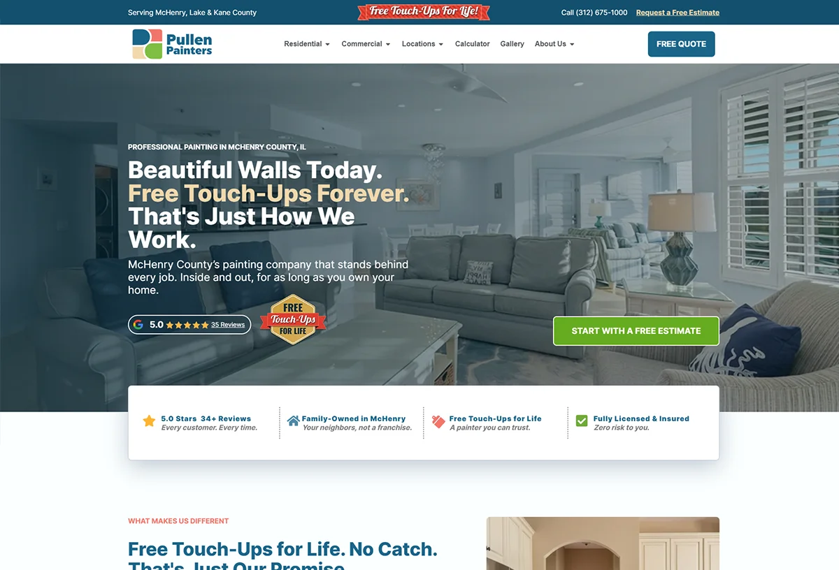 Pullen Painters website — professional painting contractor in northern Illinois, built by CW Dynamic