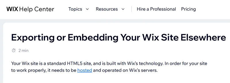 Wix restrictions